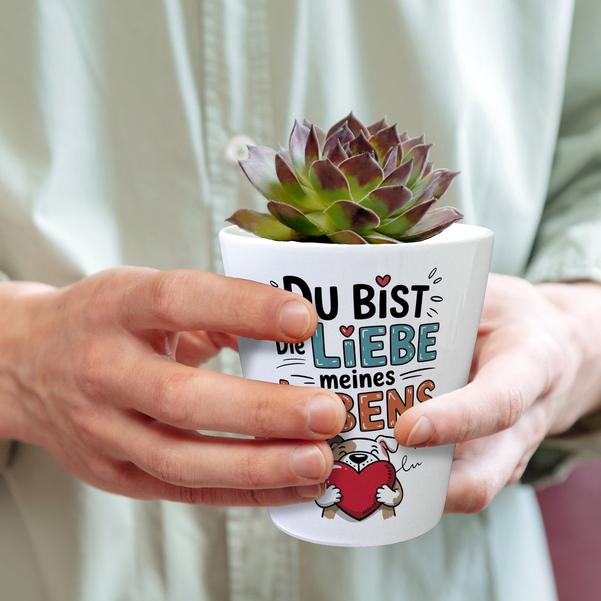 Bulldogge mit Herz Liebe meines Lebens Blumentopf für Tierliebhaber