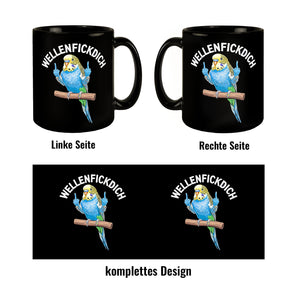 Wellensittich mit Mittelfinger Tasse WELLENFICKDICH