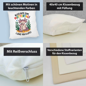 Axolotl Mutter-Kind Kissen Alles Gute zum Muttertag!