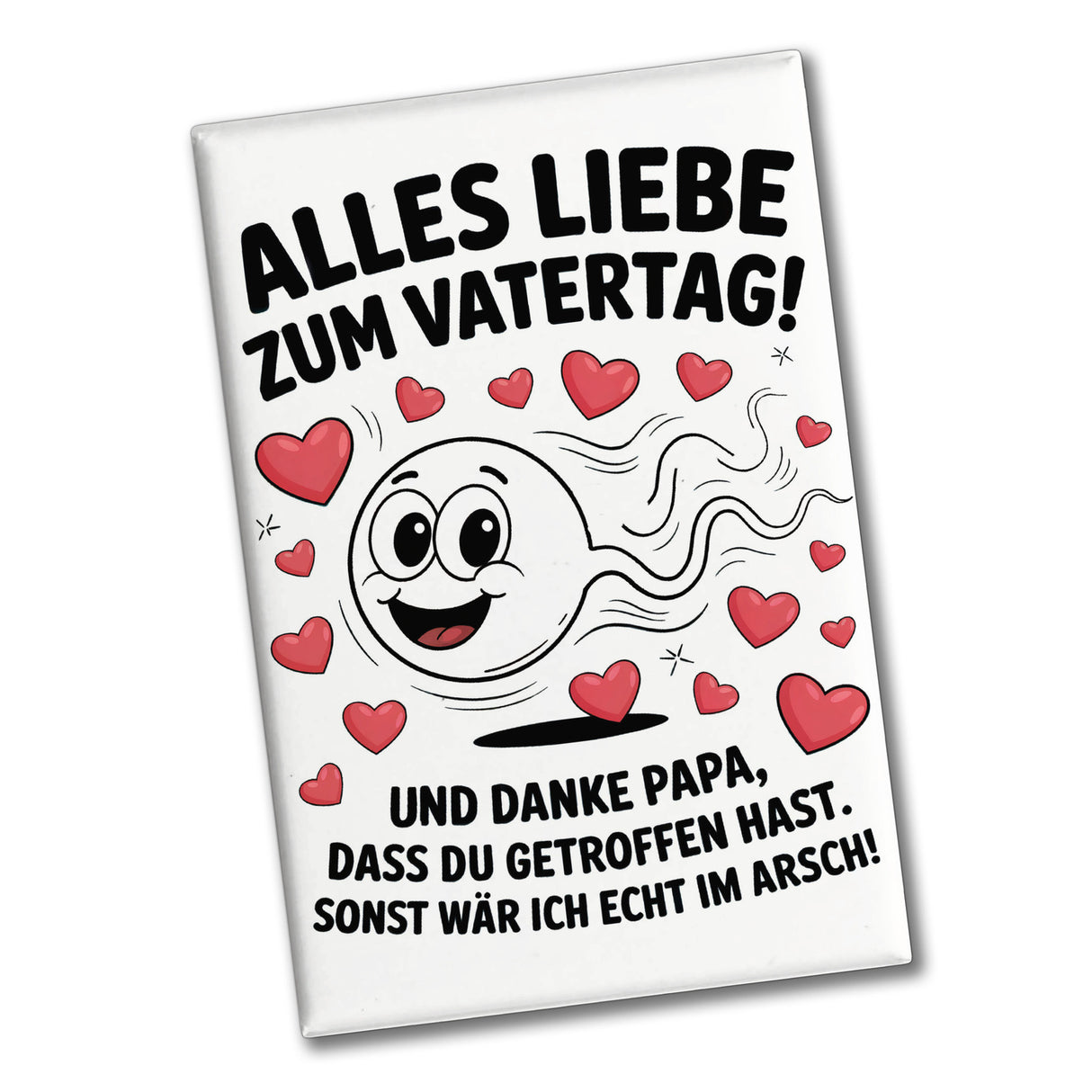 Alles Liebe zum Vatertag Souvenir Magnet Spermien Cartoon mit Herzen