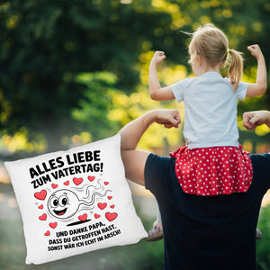 Alles Liebe zum Vatertag Kissen Spermien Cartoon mit Herzen