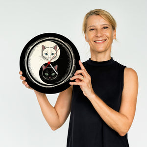 Katzen Yin und Yang Wanduhr für Katzenliebhaber
