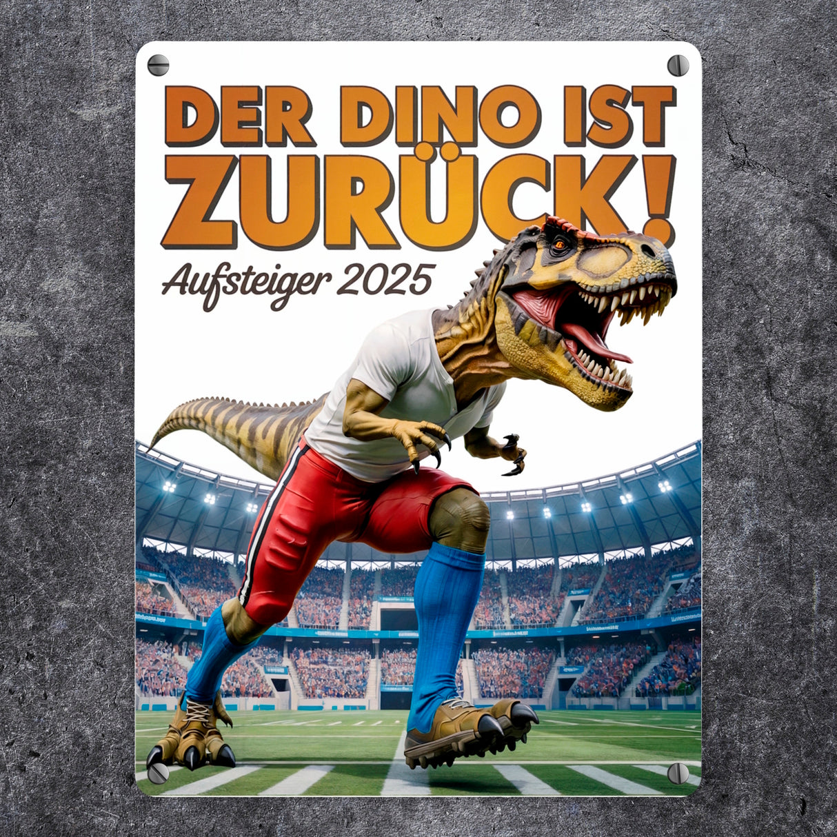 Hamburg Aufstieg 2025 Metallschild in 15x20 cm - Der Dino ist Zurück!