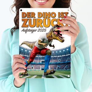 Hamburg Aufstieg 2025 Metallschild in 15x20 cm - Der Dino ist Zurück!