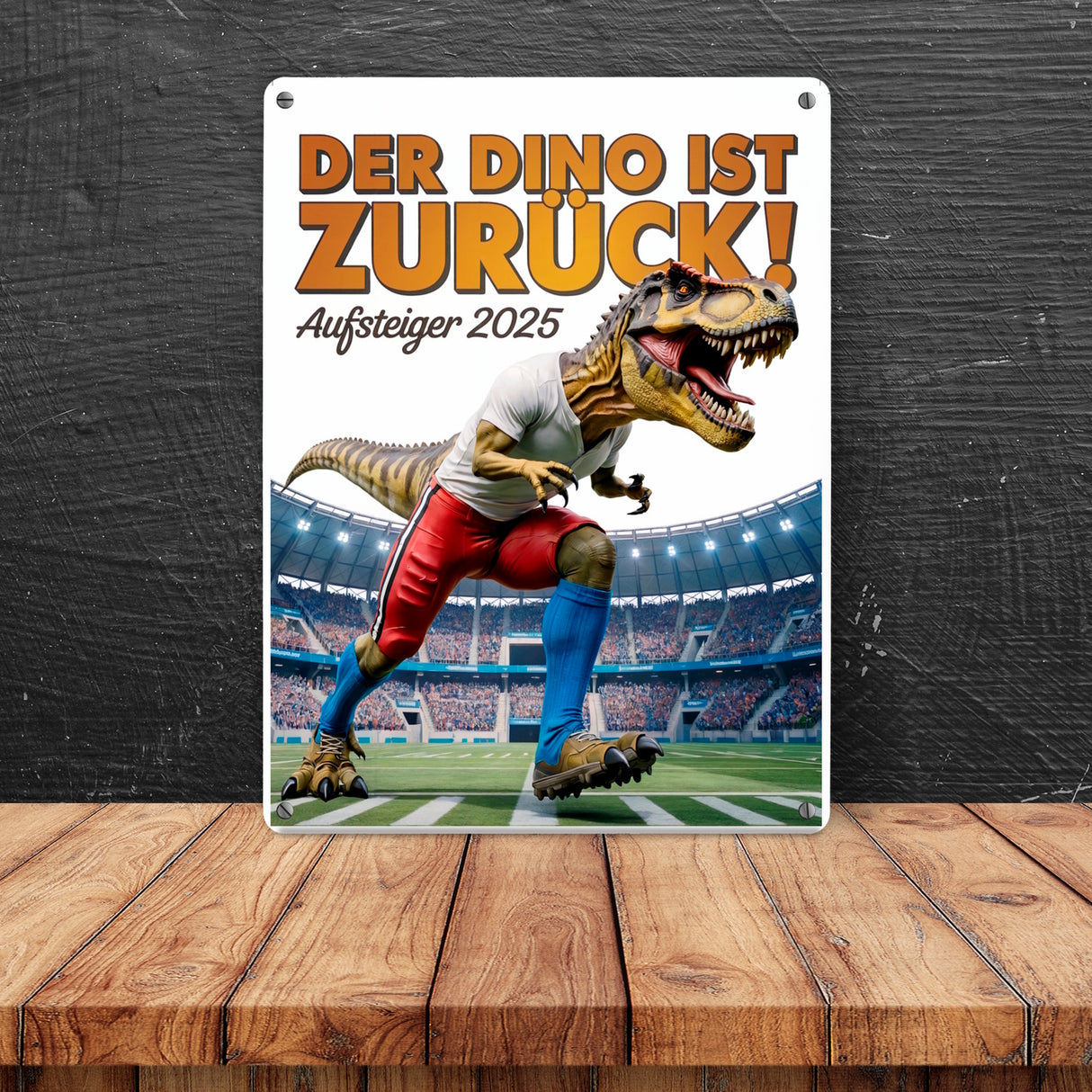 Hamburg Aufstieg 2025 Metallschild in 15x20 cm - Der Dino ist Zurück!