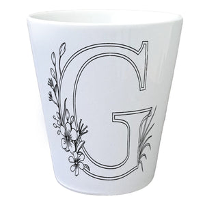 Floral Buchstabe G Blumentopf zum Ausmalen für Kunstliebhaber