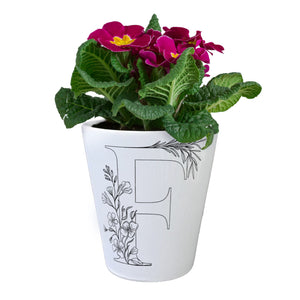 Floral Buchstabe F Blumentopf zum Ausmalen für Kunstliebhaber