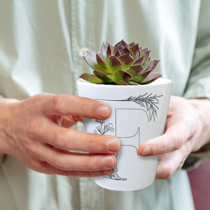 Floral Buchstabe F Blumentopf zum Ausmalen für Kunstliebhaber