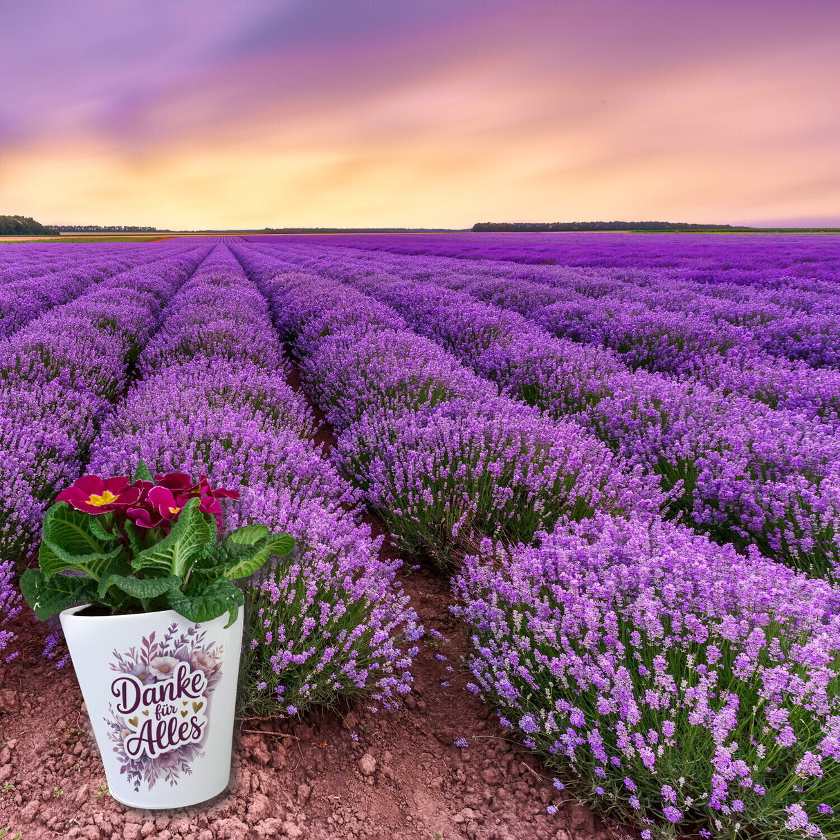 Danke Für Alles Blumentopf mit Aquarellblumen