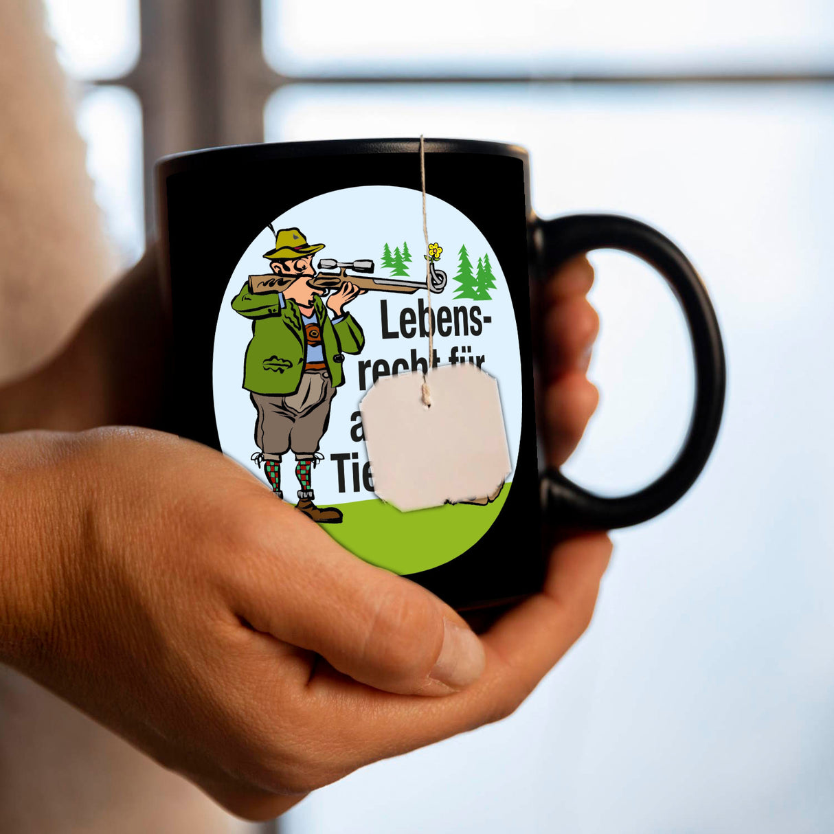 Lebensrecht für alle Tiere Tasse mit Jäger und Hund