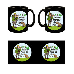 Lebensrecht für alle Tiere Tasse mit Jäger und Hund