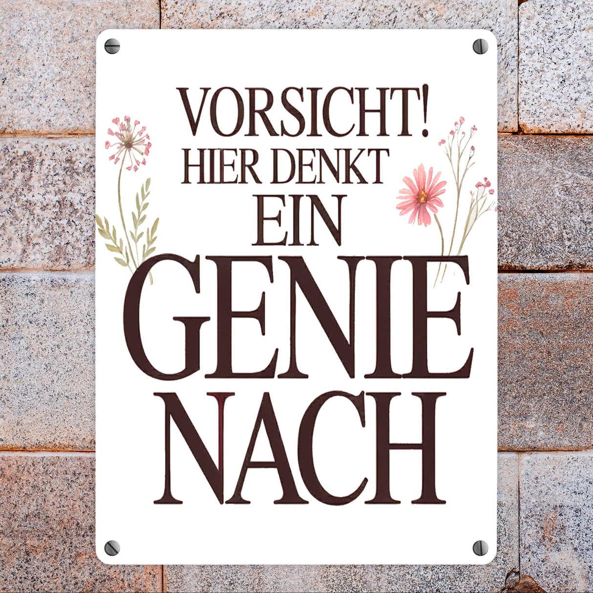 Vorsicht Genie am Werk Metallschild in 15x20 cm Dekoration
