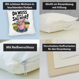 Cartoon Sau mit Brille Kissen A Sau weiß mehr