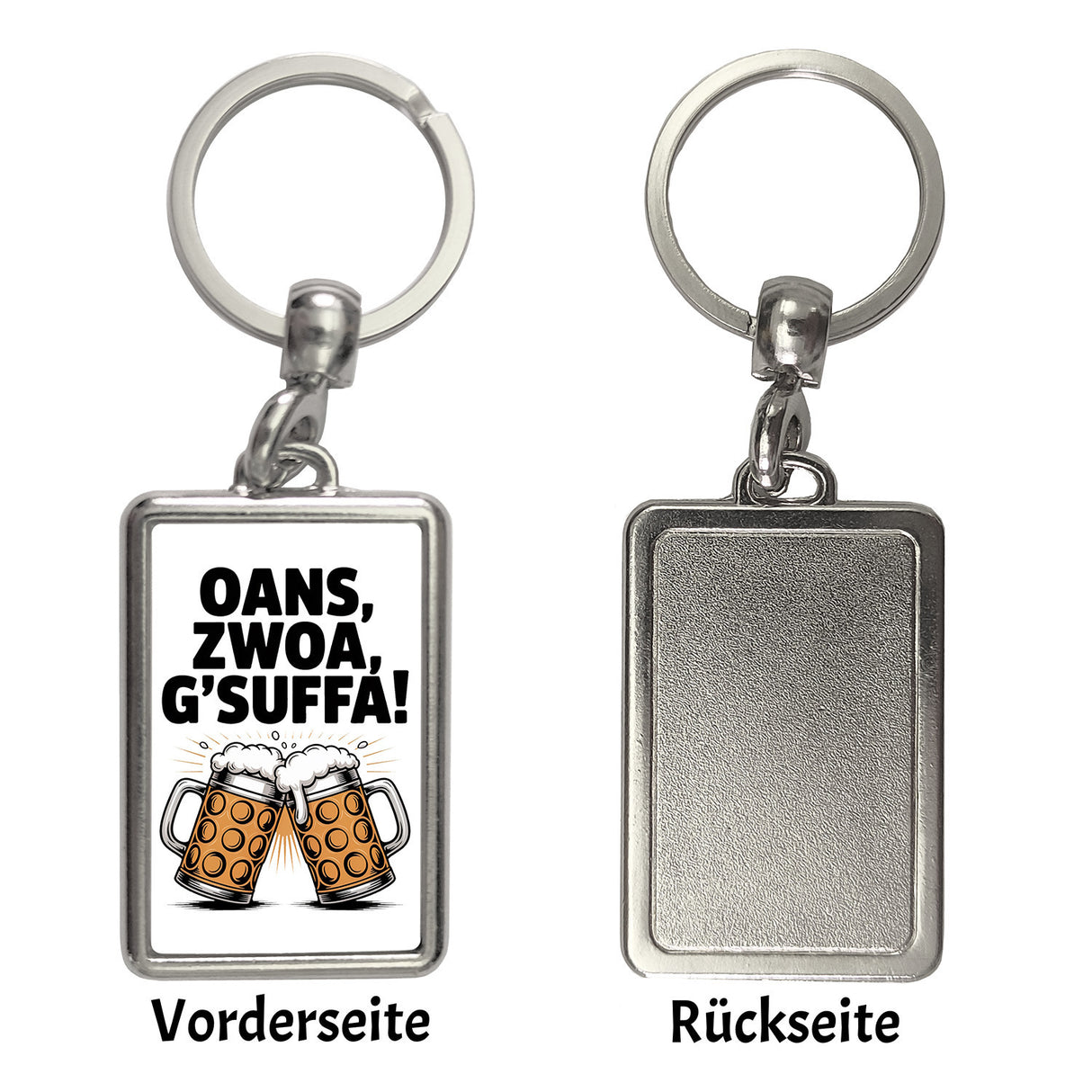 Zwei Bierkrüge Oans, zwoa, g’suffa Schlüsselanhänger