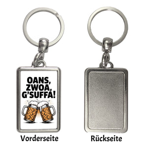 Zwei Bierkrüge Oans, zwoa, g’suffa Schlüsselanhänger