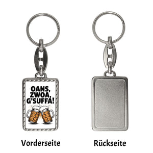 Zwei Bierkrüge Oans, zwoa, g’suffa Schlüsselanhänger