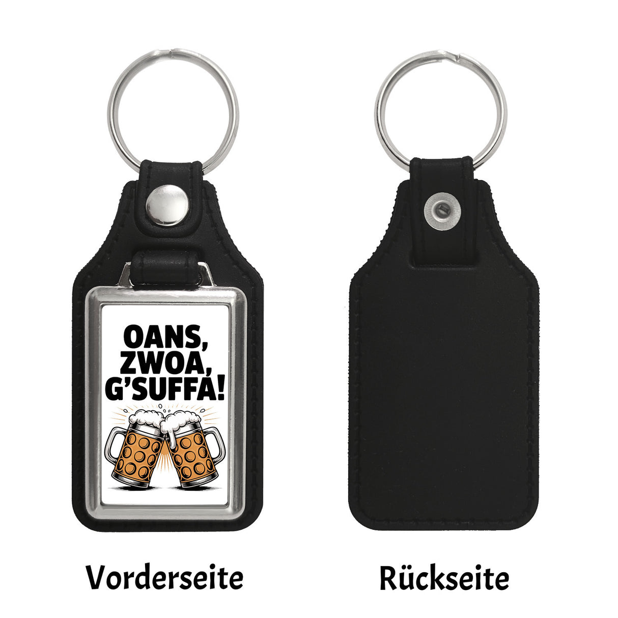 Zwei Bierkrüge Oans, zwoa, g’suffa Schlüsselanhänger