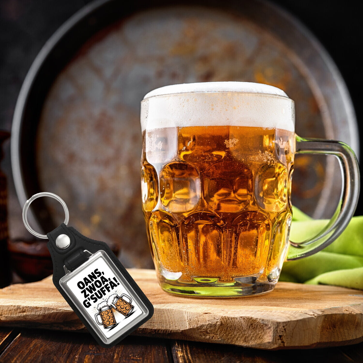 Zwei Bierkrüge Oans, zwoa, g’suffa Schlüsselanhänger