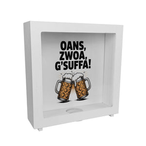 Zwei Bierkrüge Oans, zwoa, g’suffa Spardose