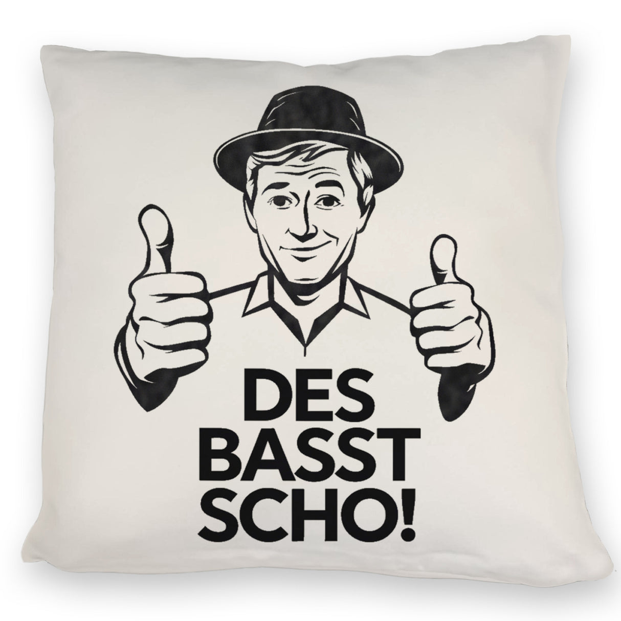 Mann mit Daumen hoch Des basst scho Kissen