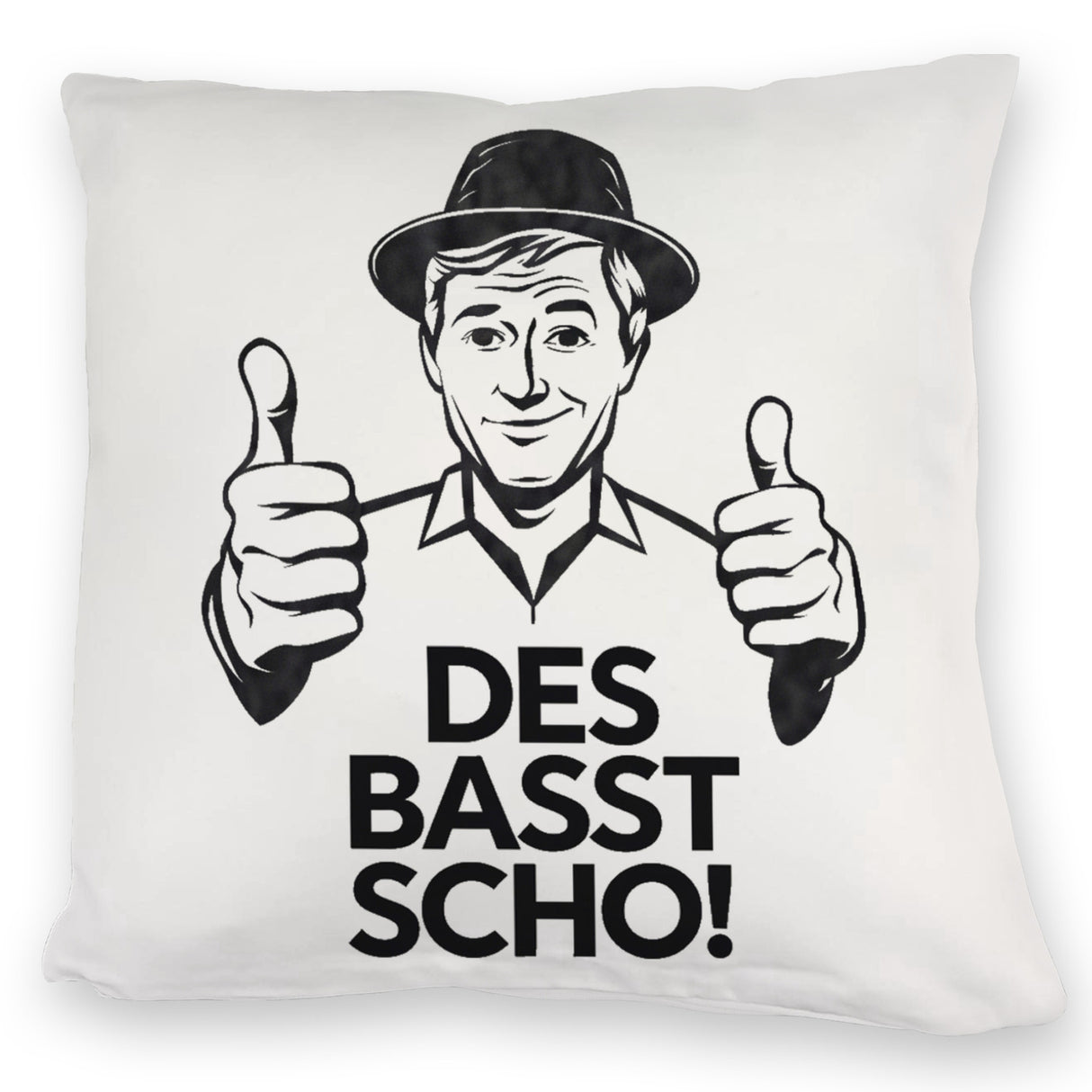 Mann mit Daumen hoch Des basst scho Kissen