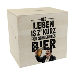 Leben zu kurz für schlechtes Bier Spardose Mann mit Bierkrug