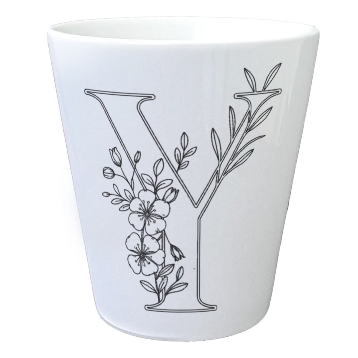 Floral Buchstabe Y Blumentopf zum Ausmalen für Kunstliebhaber