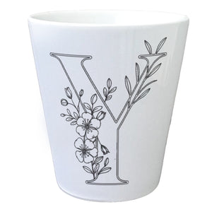 Floral Buchstabe Y Blumentopf zum Ausmalen für Kunstliebhaber