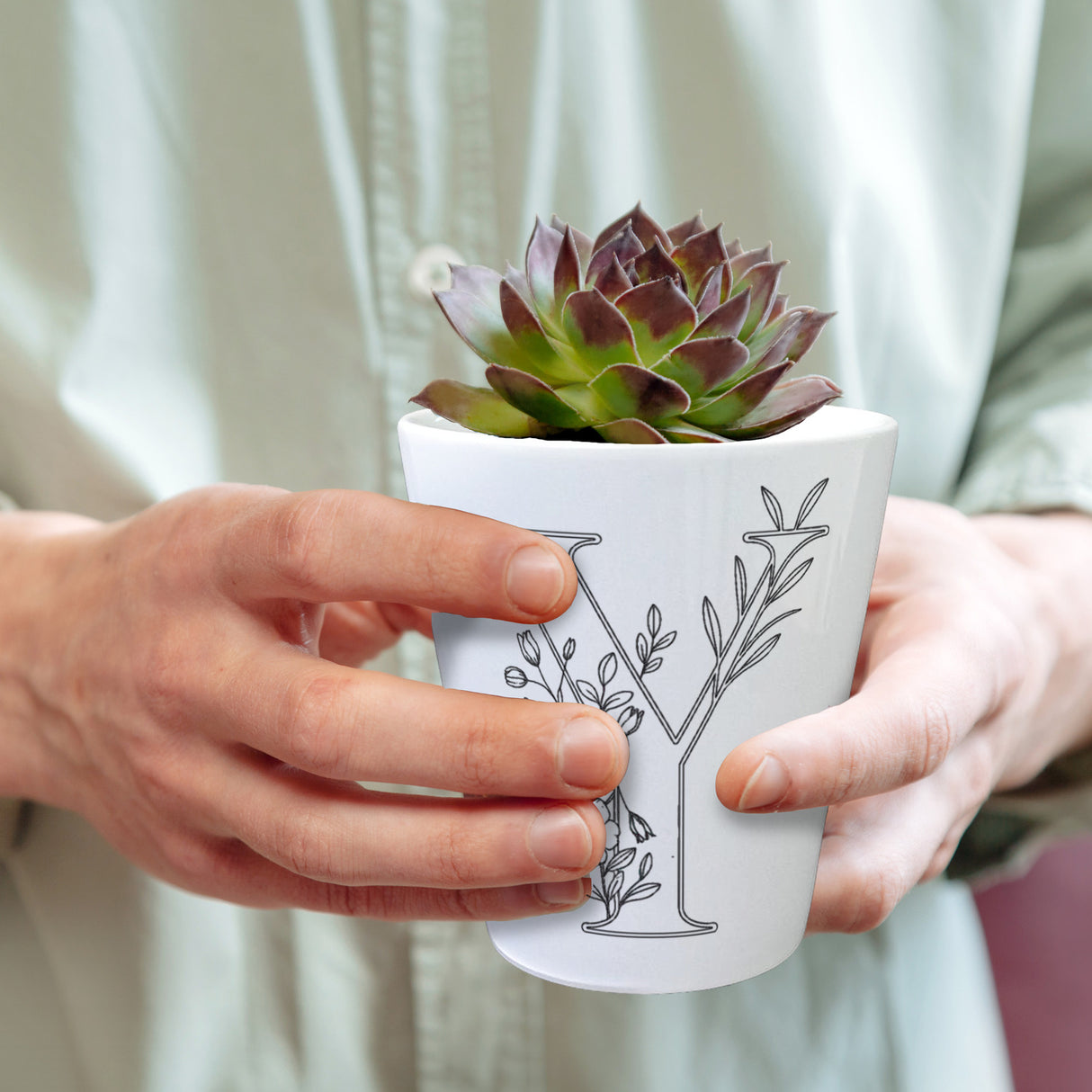 Floral Buchstabe Y Blumentopf zum Ausmalen für Kunstliebhaber