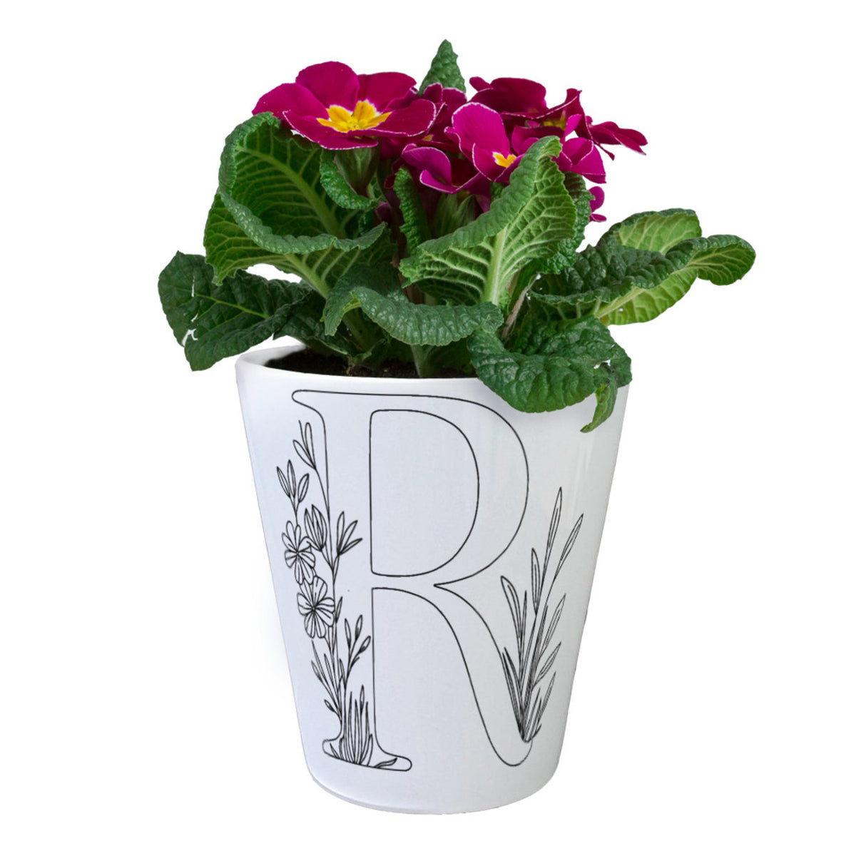 Floral Buchstabe R Blumentopf zum Ausmalen für Kunstliebhaber