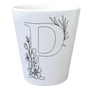 Floral Buchstabe P Blumentopf zum Ausmalen für Kunstliebhaber