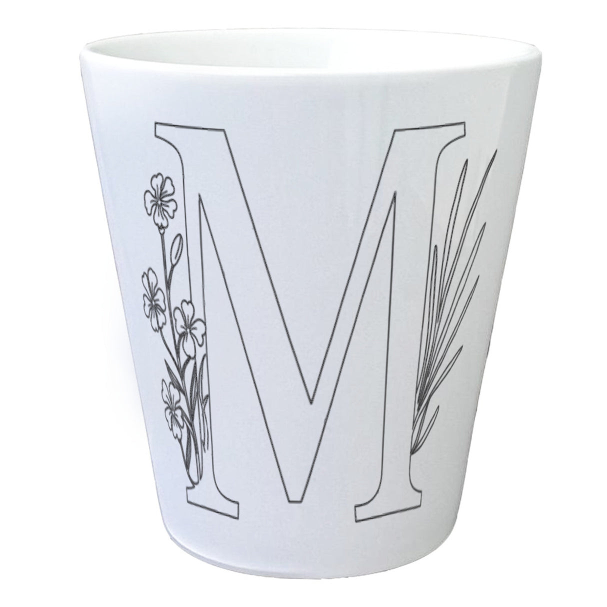 Floral Buchstabe M Blumentopf zum Ausmalen für Kunstliebhaber