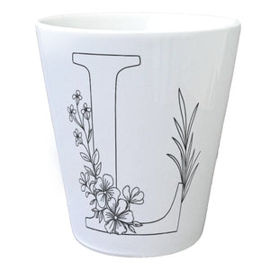 Floral Buchstabe L Blumentopf zum Ausmalen für Kunstliebhaber
