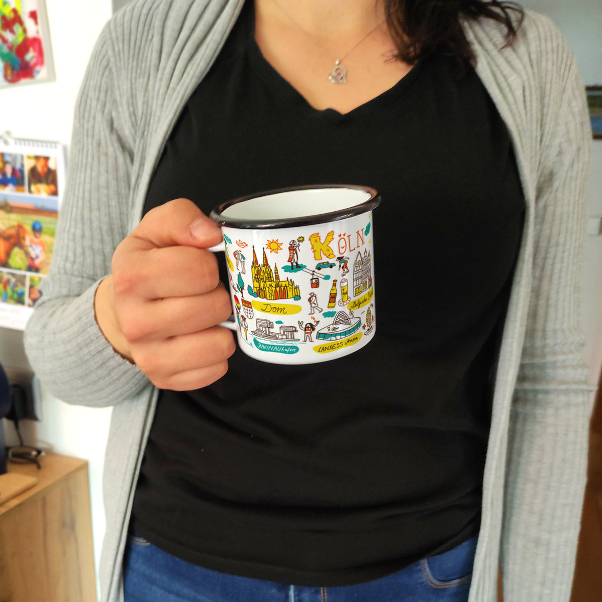 Köln Wimmelbild Emaille Tasse