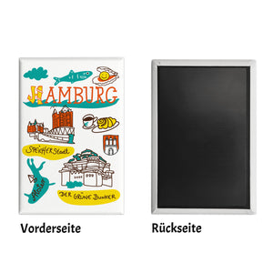 Hamburg Wimmelbild Souvenir Magnet - Speicherstadt
