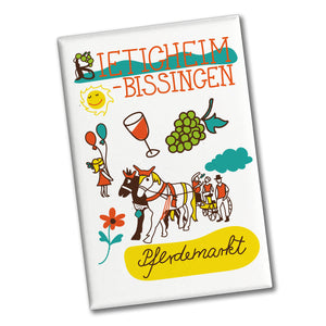 Bietigheim-Bissingen Wimmelbild Souvenir Souvenir Magnet - Pferdemarkt