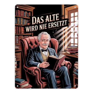Das alte wird nie ersetzt Metallschild in 15x20 cm Bibliothek für Opa
