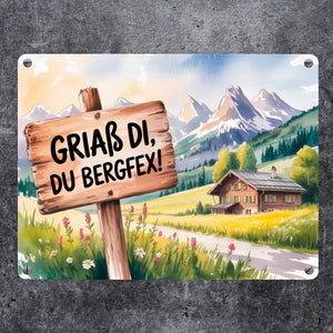Allgäu Landschaft Griaß di Metallschild in 15x20 cm