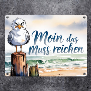 Möwe Aquarell Moin Spruch Metallschild in 15x20 cm