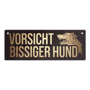 Knurrender Hund Metallschild mit Vorsicht bissiger Hund