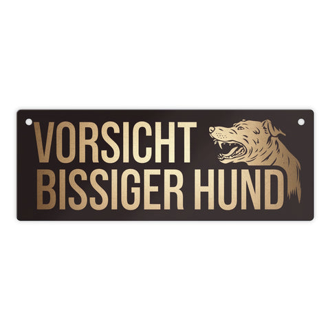 Knurrender Hund Metallschild mit Vorsicht bissiger Hund
