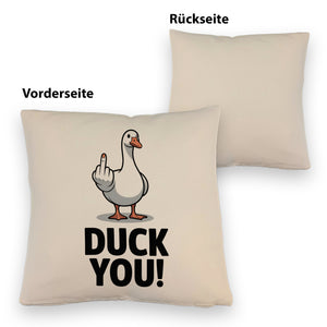 Gans zeigt Mittelfinger DUCK YOU! Kissen