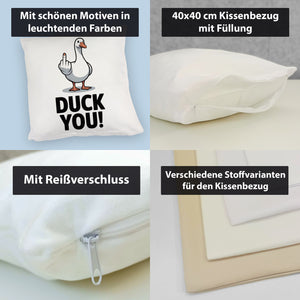Gans zeigt Mittelfinger DUCK YOU! Kissen