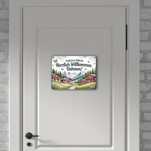 Griaß di im Zillertal Metallschild in 15x20 cm Tiroler Chalets
