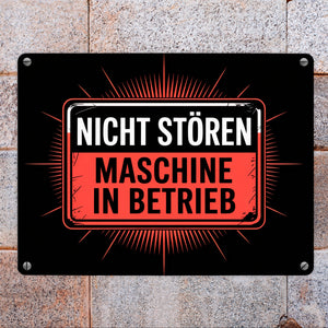 Maschine in Betrieb Metallschild in 15x20 cm - Nicht stören