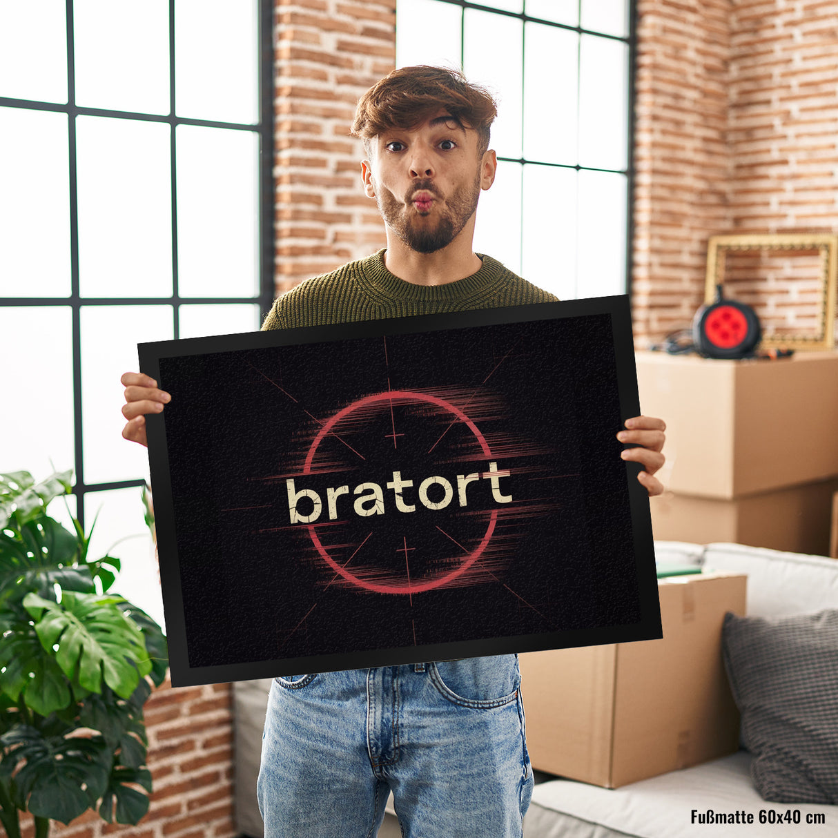 bratort Fadenkreuz Fußmatte in 35x50 cm für Hobbyköche und Tatort-Fans