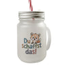 Fuchs mit Spruch Du schaffst das! Trinkglas mit Bambusdeckel