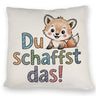 Fuchs mit Spruch Du schaffst das! Kissen