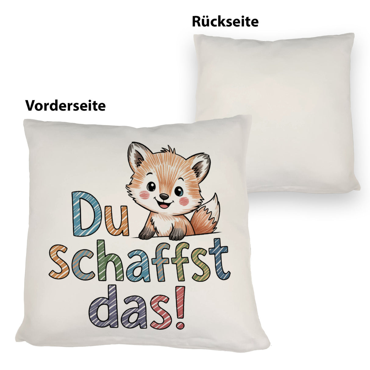Fuchs mit Spruch Du schaffst das! Kissen