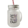 Hase mit Herzen Jeder Tag ist eine neue Chance Spruch Trinkglas mit Bambusdeckel